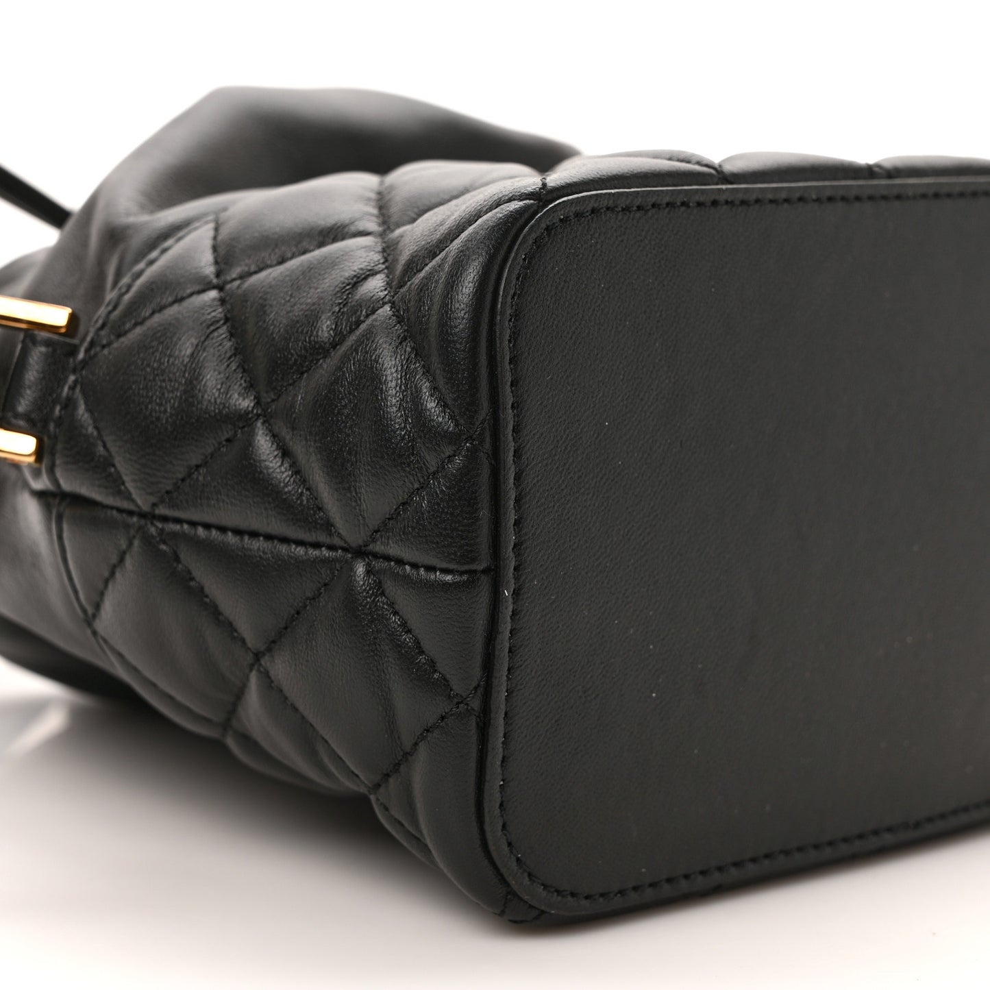 Nappa Quilted Medusa Bucket Bag Black