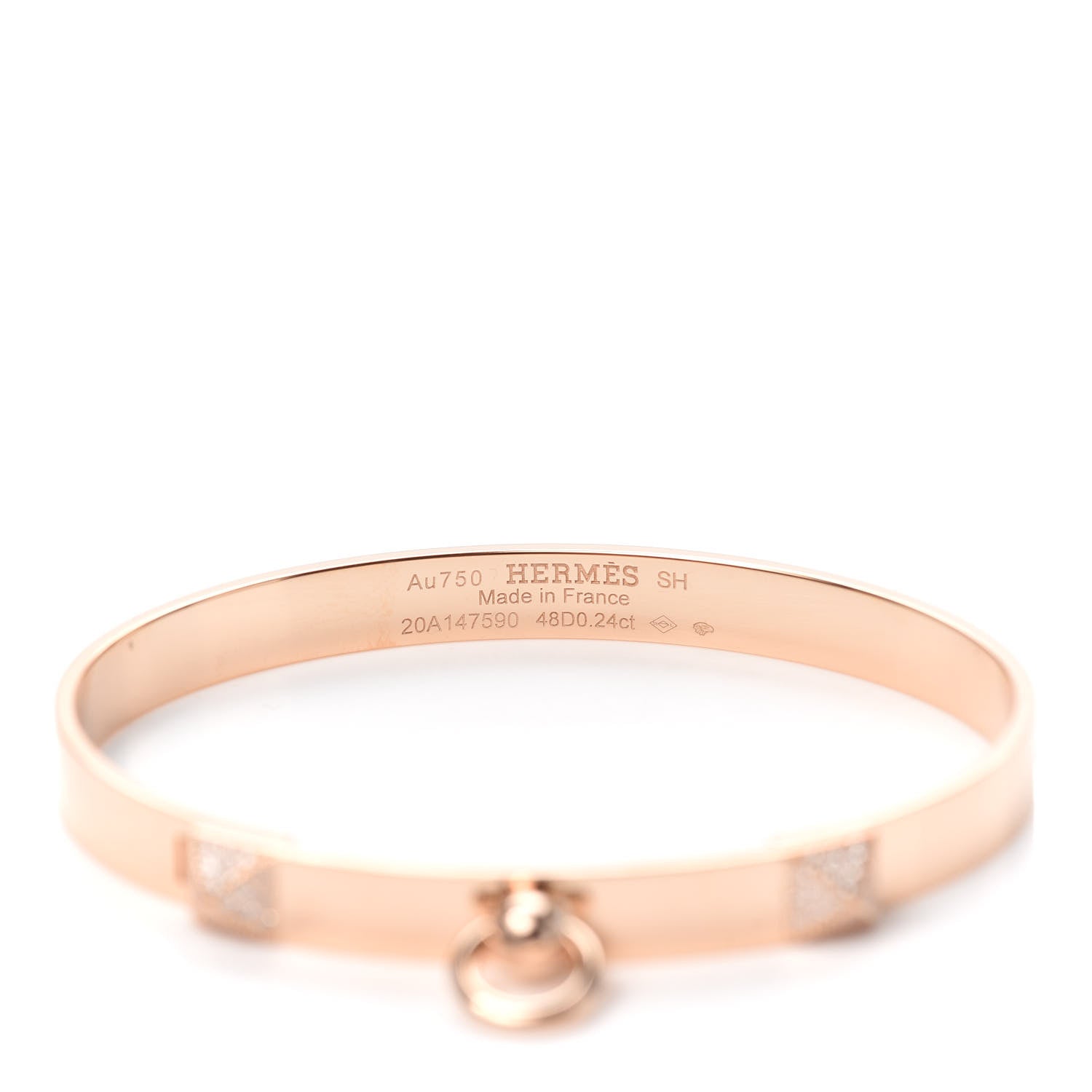 Hermes 18K Rose Gold Diamond PM Collier De Chien Bracelet SH 4 of 6