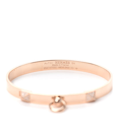 Hermes 18K Rose Gold Diamond PM Collier De Chien Bracelet SH 4 of 6