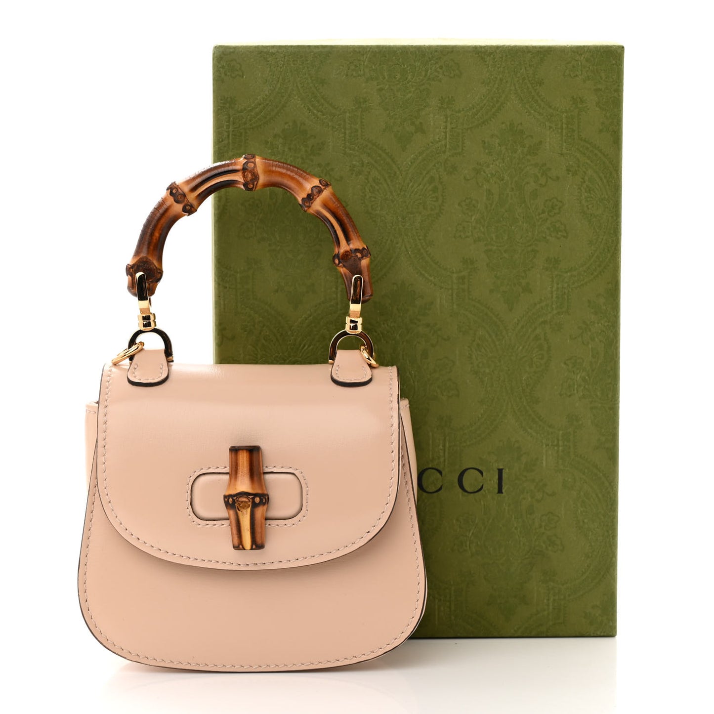 Calfskin Super Mini Bamboo 1947 Top Handle Chain Bag Light Beige