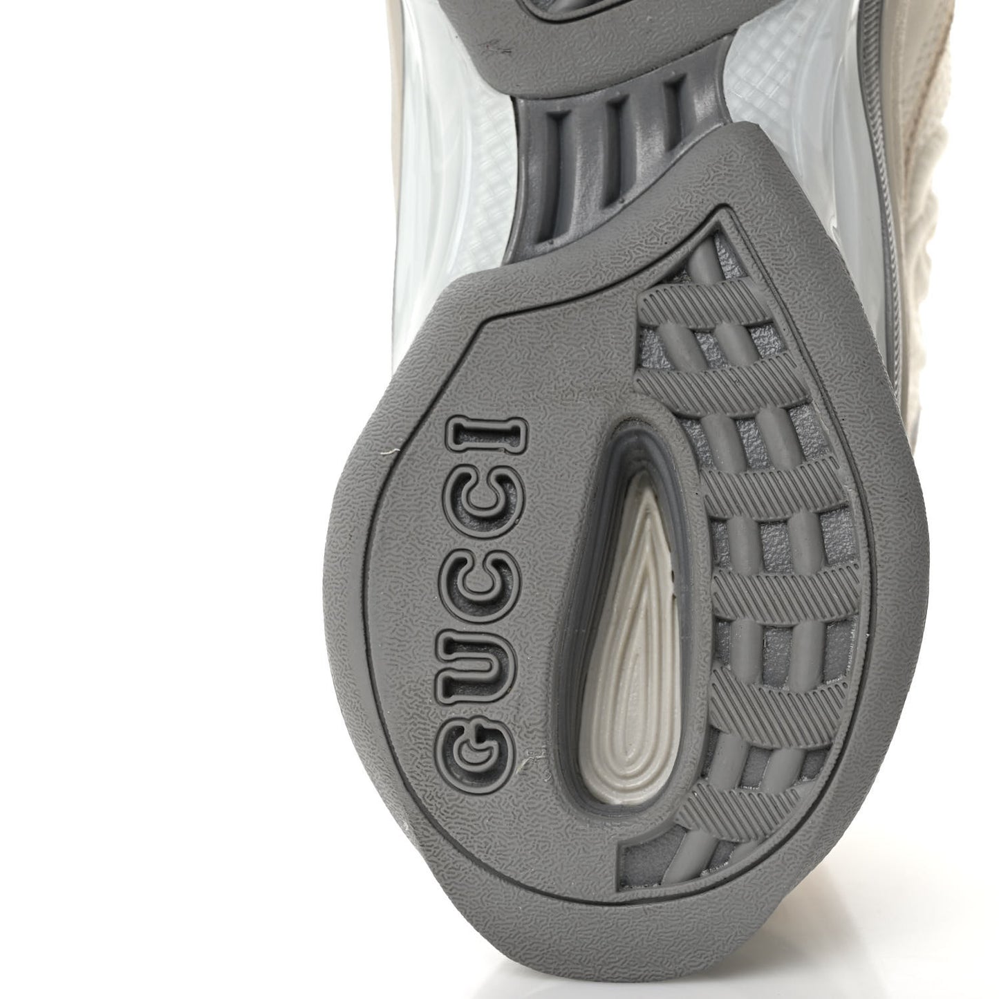 Technical Knit Fabric Suede Calfskin Womens Gucci Run Sneakers 36 Off White Grey