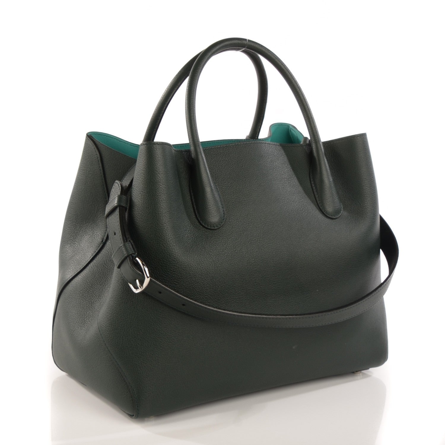 Christian Dior Supple Grained Calfskin Large Open Bar Tote Green 3 of 7