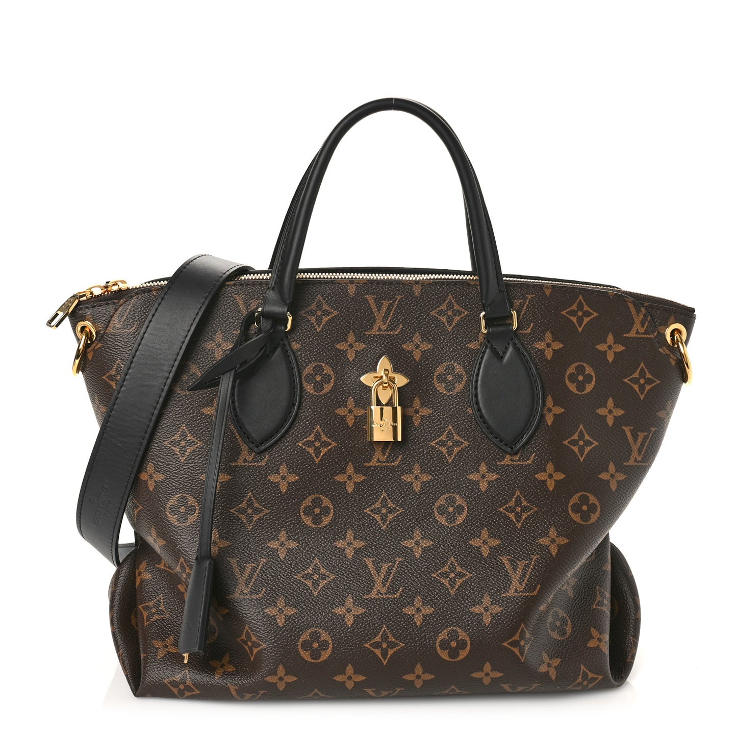 Monogram Flower Zipped Tote MM Black