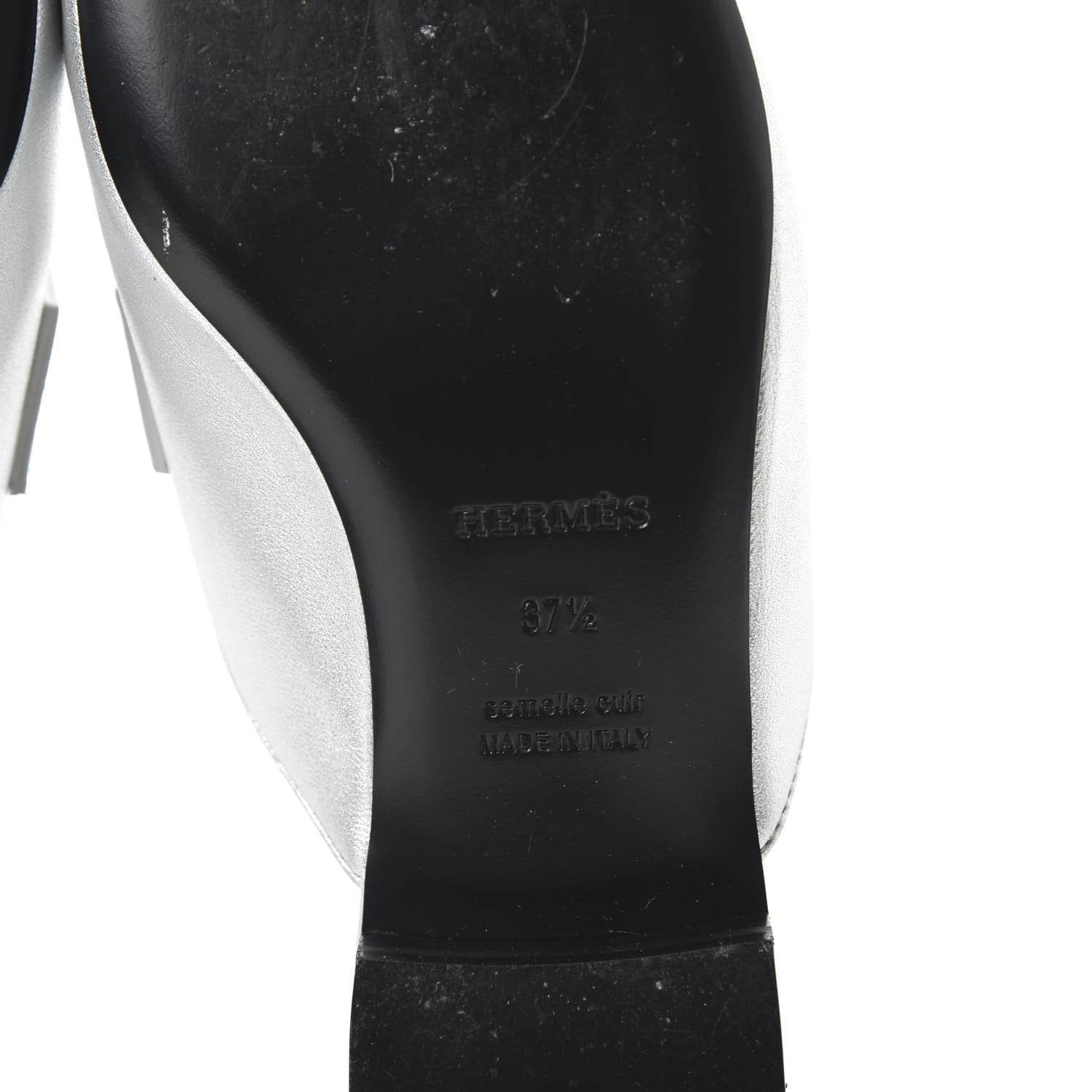Hermes Metallic Nappa Trocadero Mule 37.5 Gris Argento 6 of 8