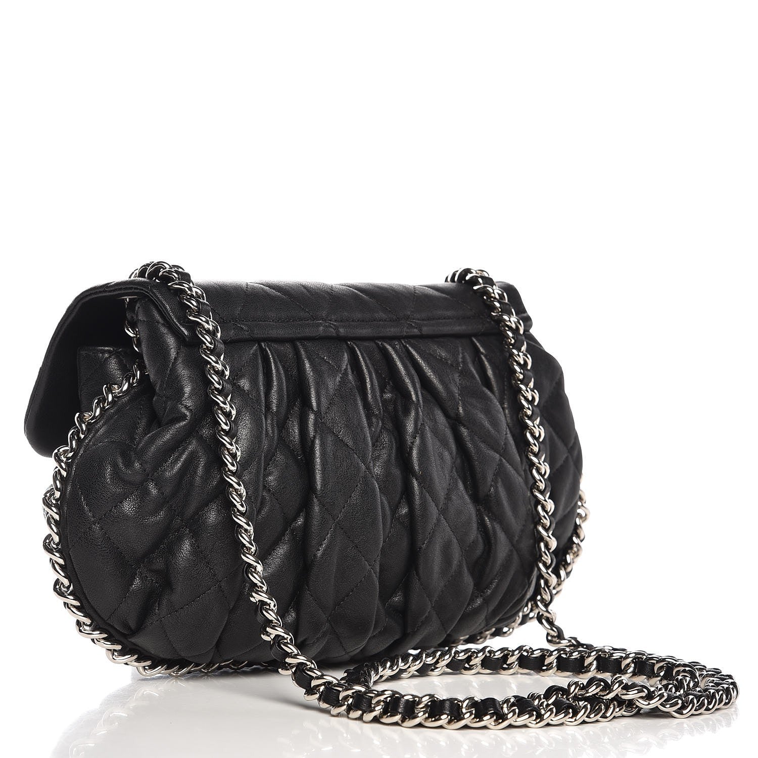 Chanel Washed Lambskin Quilted Medium Chain Around Messenger Black 3 of 8