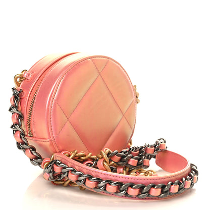 Chanel Iridescent Calfskin Quilted Chanel 19 Round Clutch With Chain Pink 2 of 6