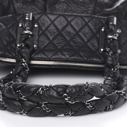 Chanel Distressed Lambskin Large Lady Braid Satchel Black 7 of 13