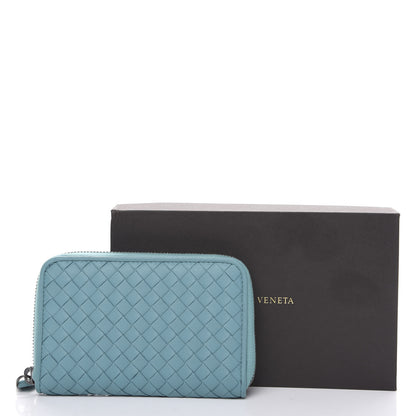 Bottega Veneta Nappa Intrecciato Zip Around Wallet Aqua 7 of 7