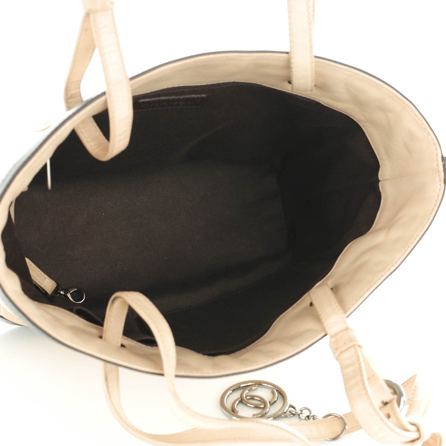Lambskin Quilted Country Club Tote Beige Clair Brown