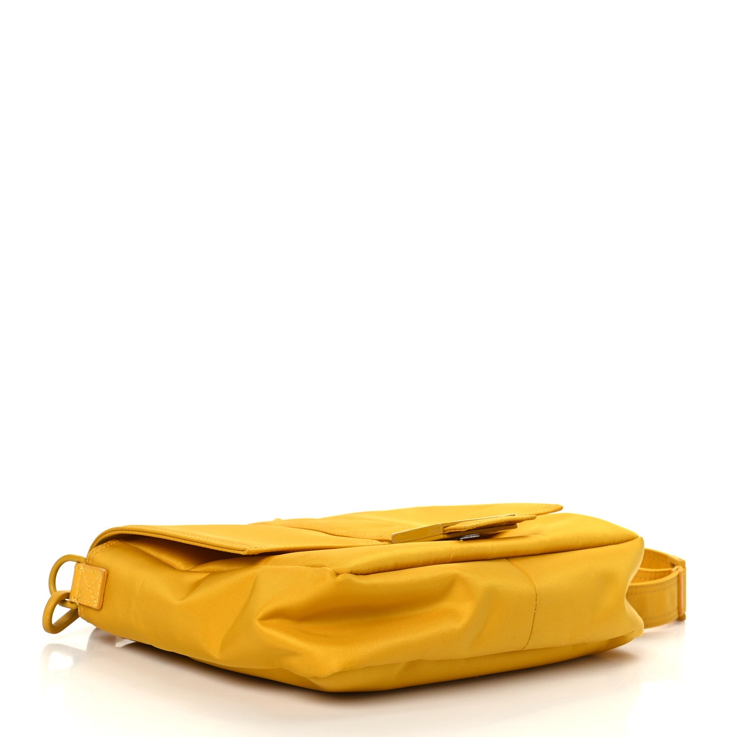 Econyl Nylon Cuoio Romano Monochrome Medium Baguette Messenger Bag Sunflower