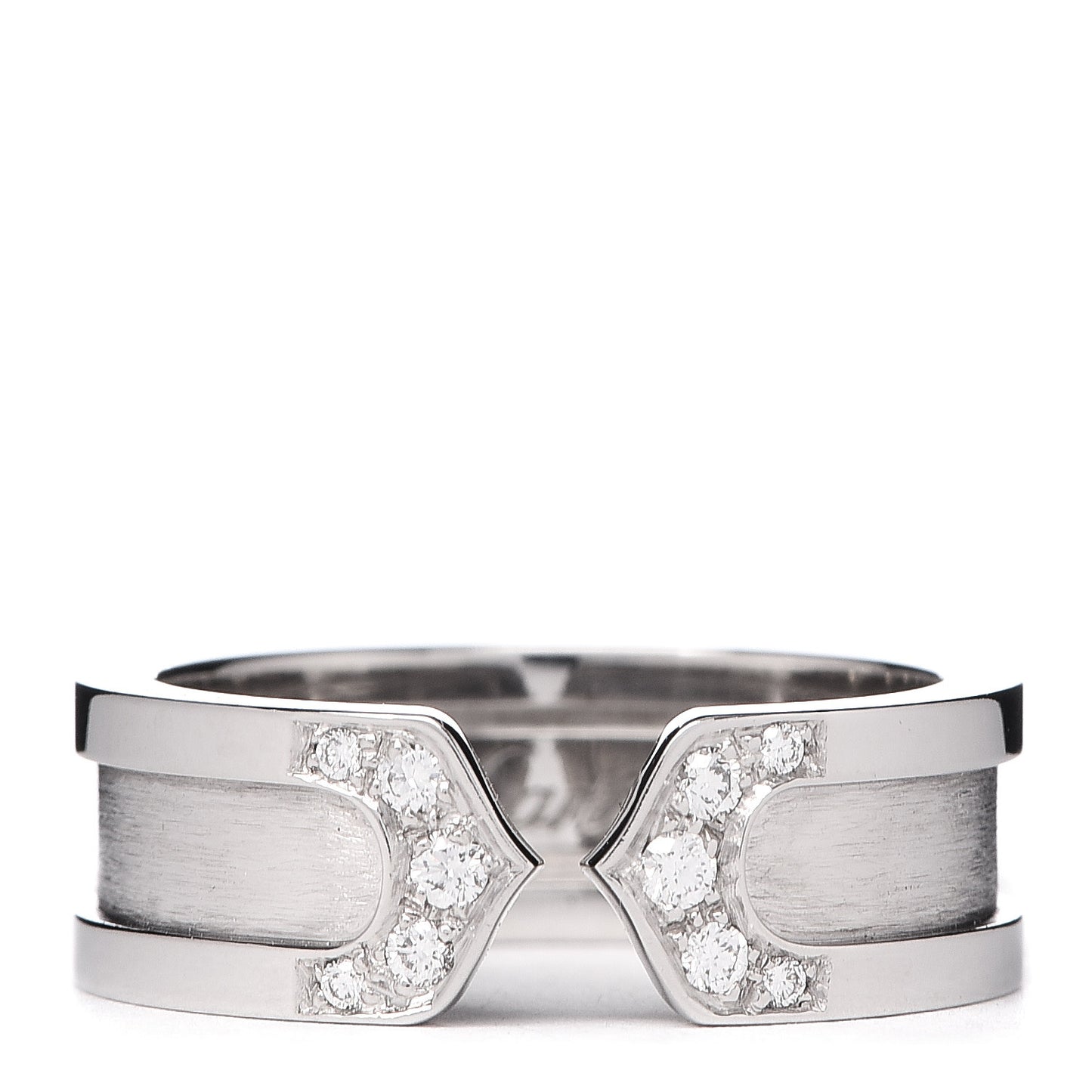 18K White Gold Diamond 6.5mm Logo De Ring 51 5.75