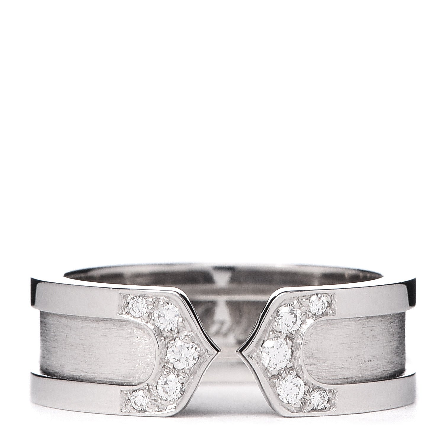 Cartier 18K White Gold Diamond 6.5mm Logo De Ring 51 5.75 1 of 5