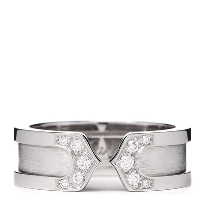 Cartier 18K White Gold Diamond 6.5mm Logo De Ring 51 5.75 1 of 5