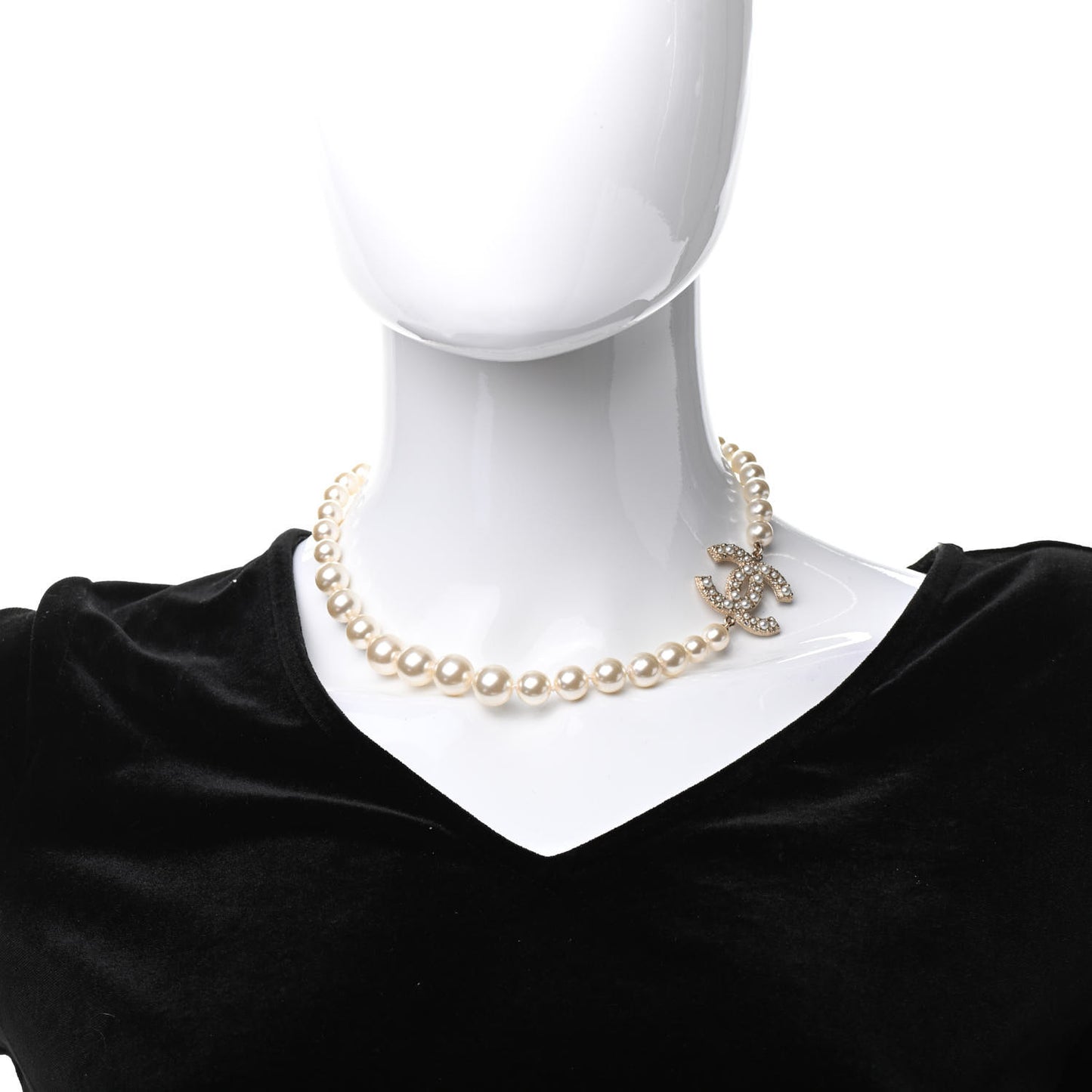 Pearl CC 100th Anniversary Necklace Light Gold