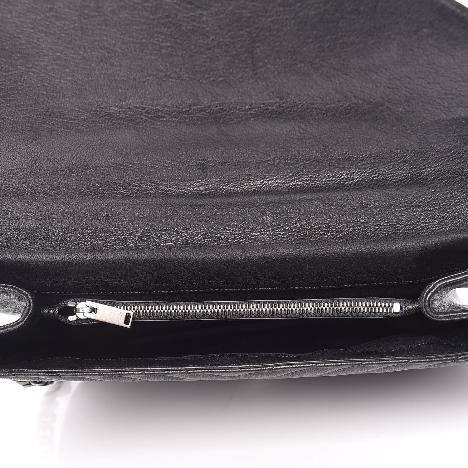 Saint Laurent Sheepskin Matelasse Chevron Monogram Large College Satchel Black 7 of 11