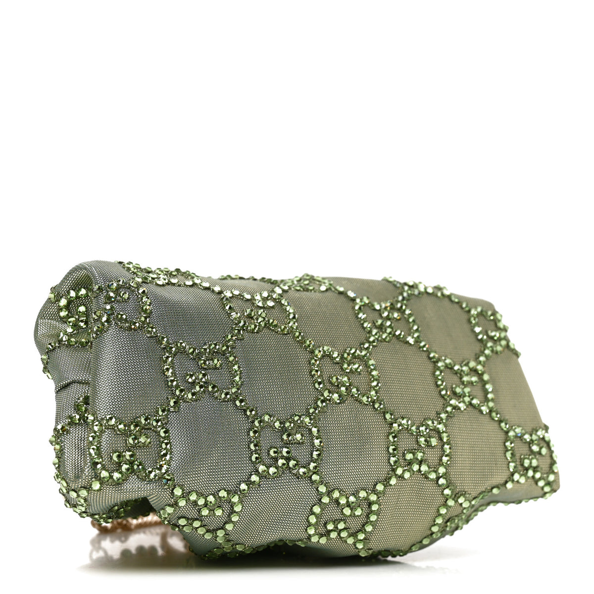 Gucci Nylon Crystal GG Monogram Mini Bow Clutch With Chain Green 4 of 10