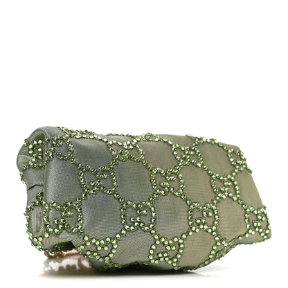 Gucci Nylon Crystal GG Monogram Mini Bow Clutch With Chain Green 4 of 10