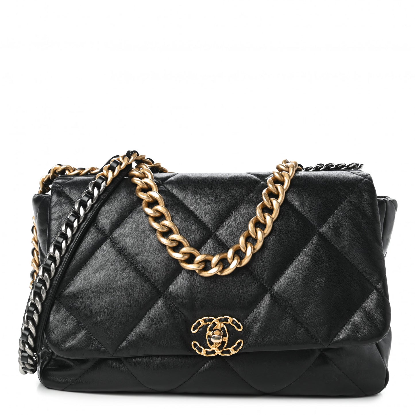 Goatskin Quilted Maxi Chanel 19 Flap Black