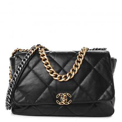 Chanel Goatskin Quilted Maxi Chanel 19 Flap Black 1 of 10