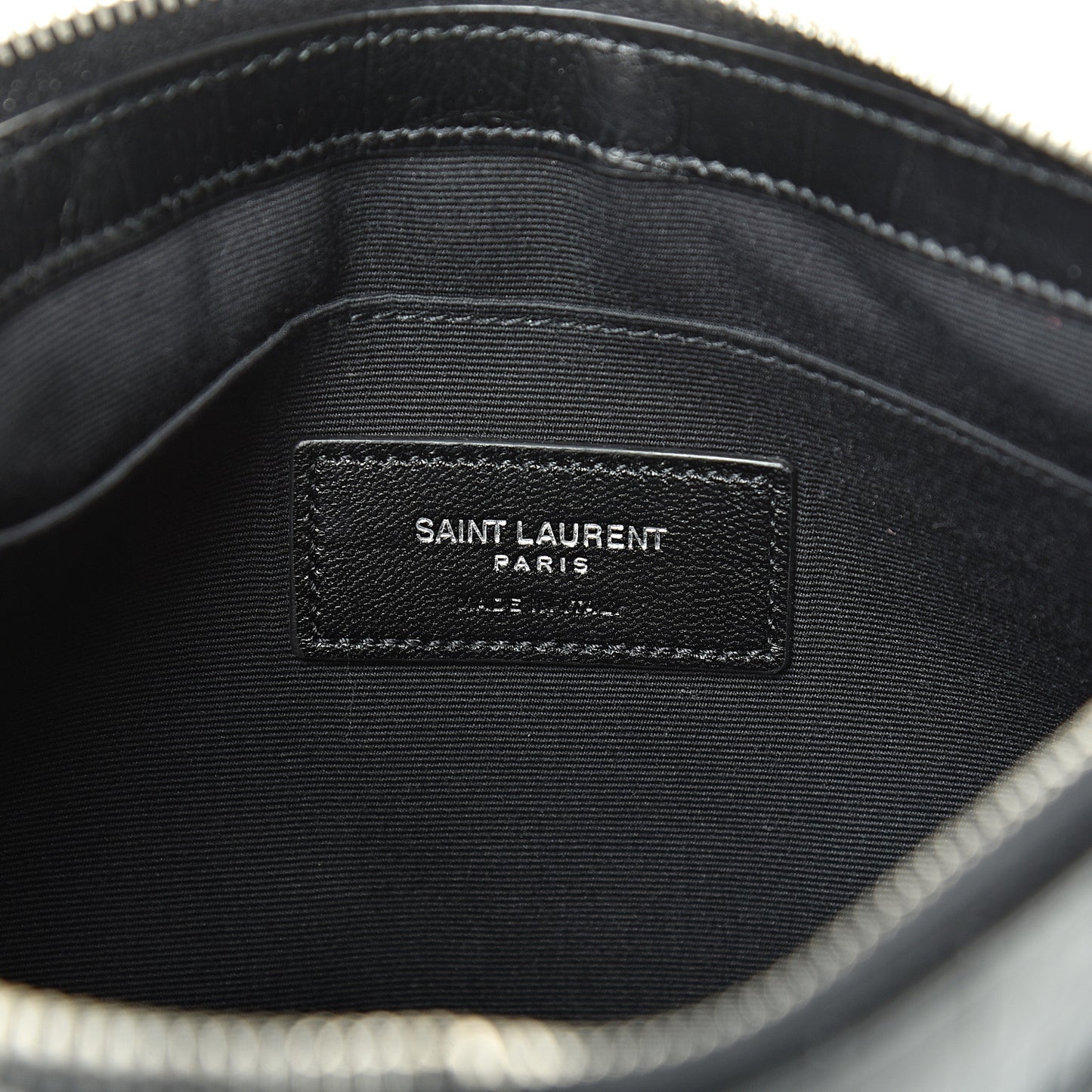 Calfskin Crocodile Embossed Monogram Zip Pouch Black