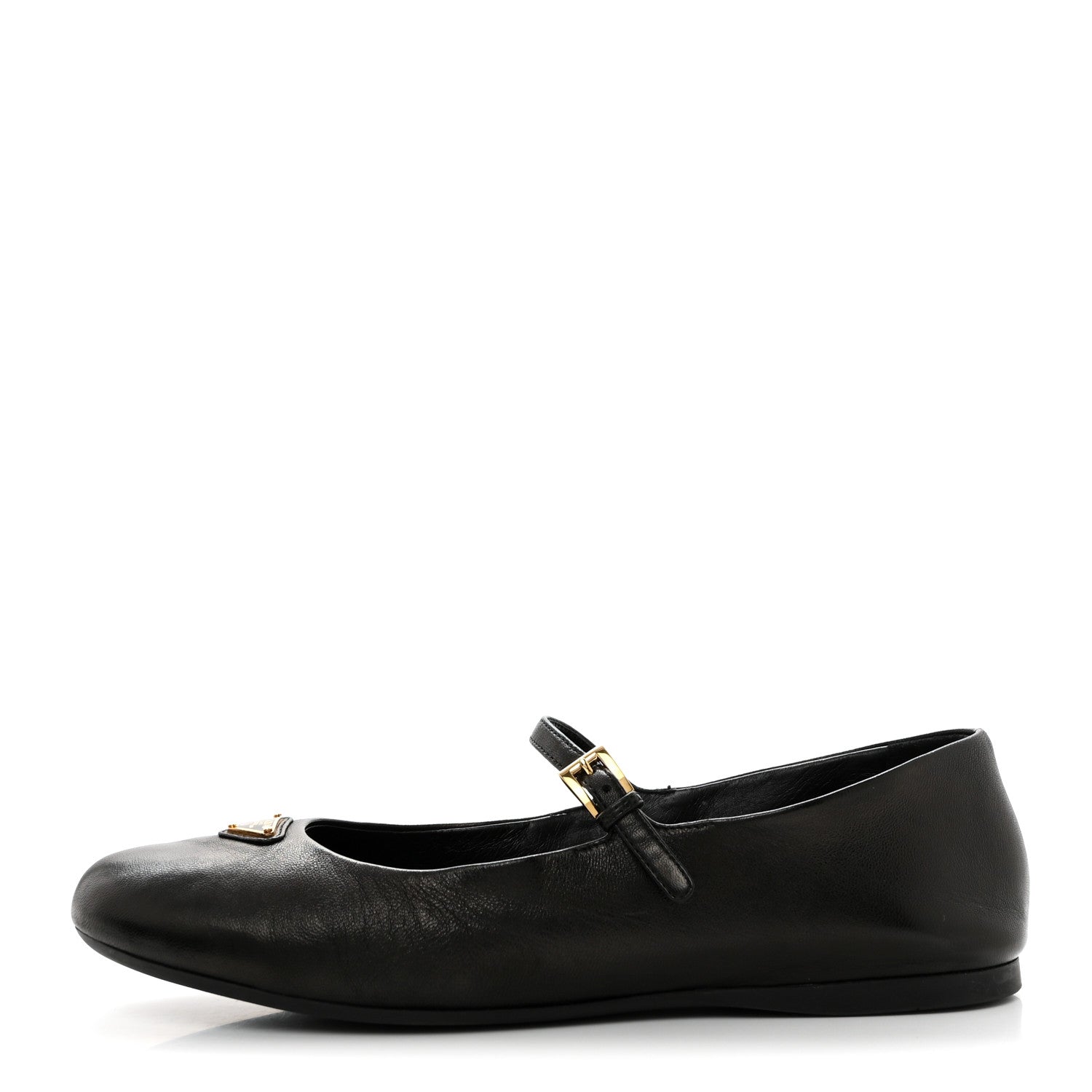 Prada Nappa Metal Triangle Logo Ballet Flats 39 Black 1 of 9