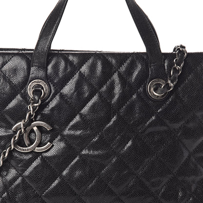 Chanel Crumpled Grained Calfskin Quilted CC Crave Tote Black 8 of 11