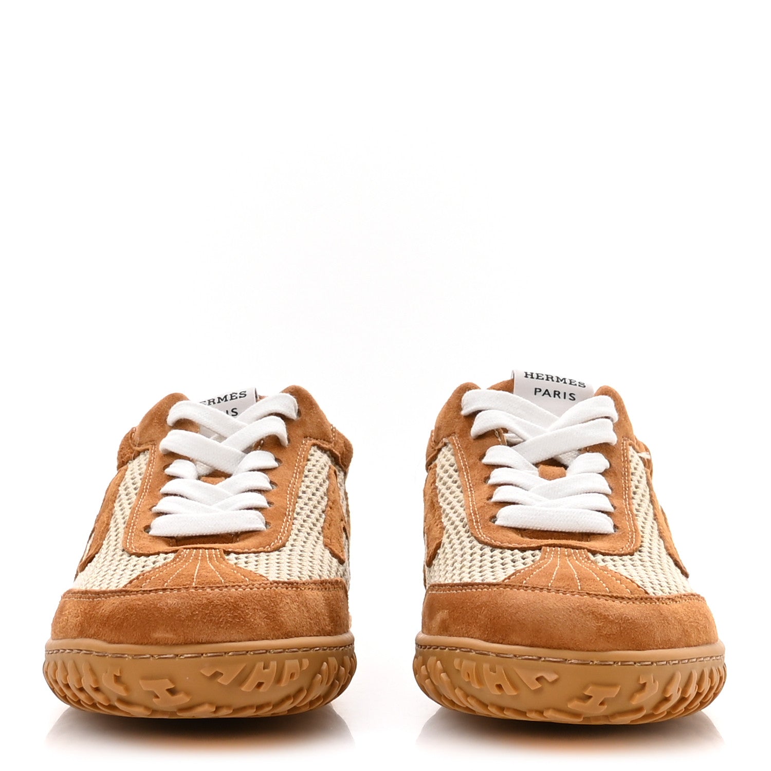 Hermes Crochet Knit Suede Goatskin Jet Sneakers 37 Beige Lin Naturel 3 of 10