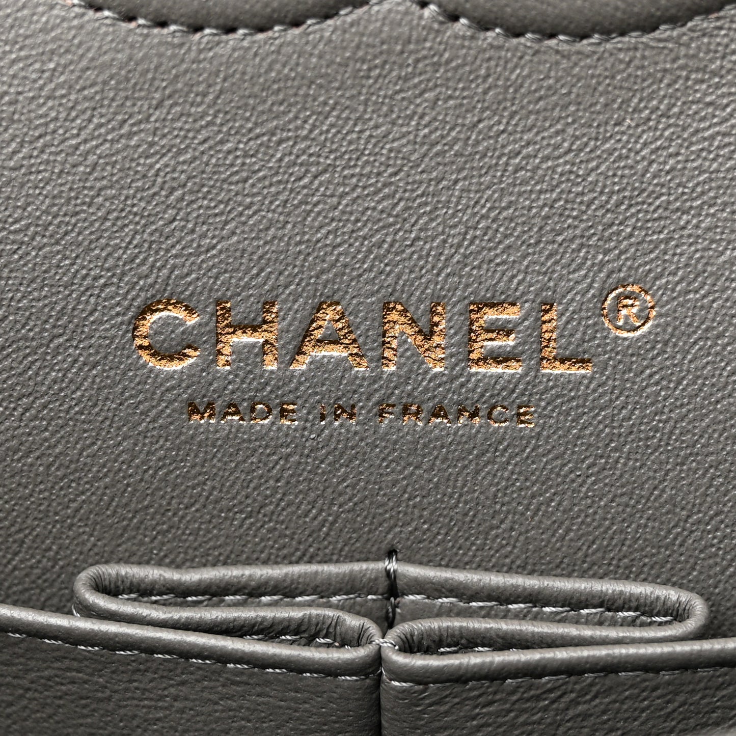 Caviar Chevron Quilted Medium Double Flap Dark Grey