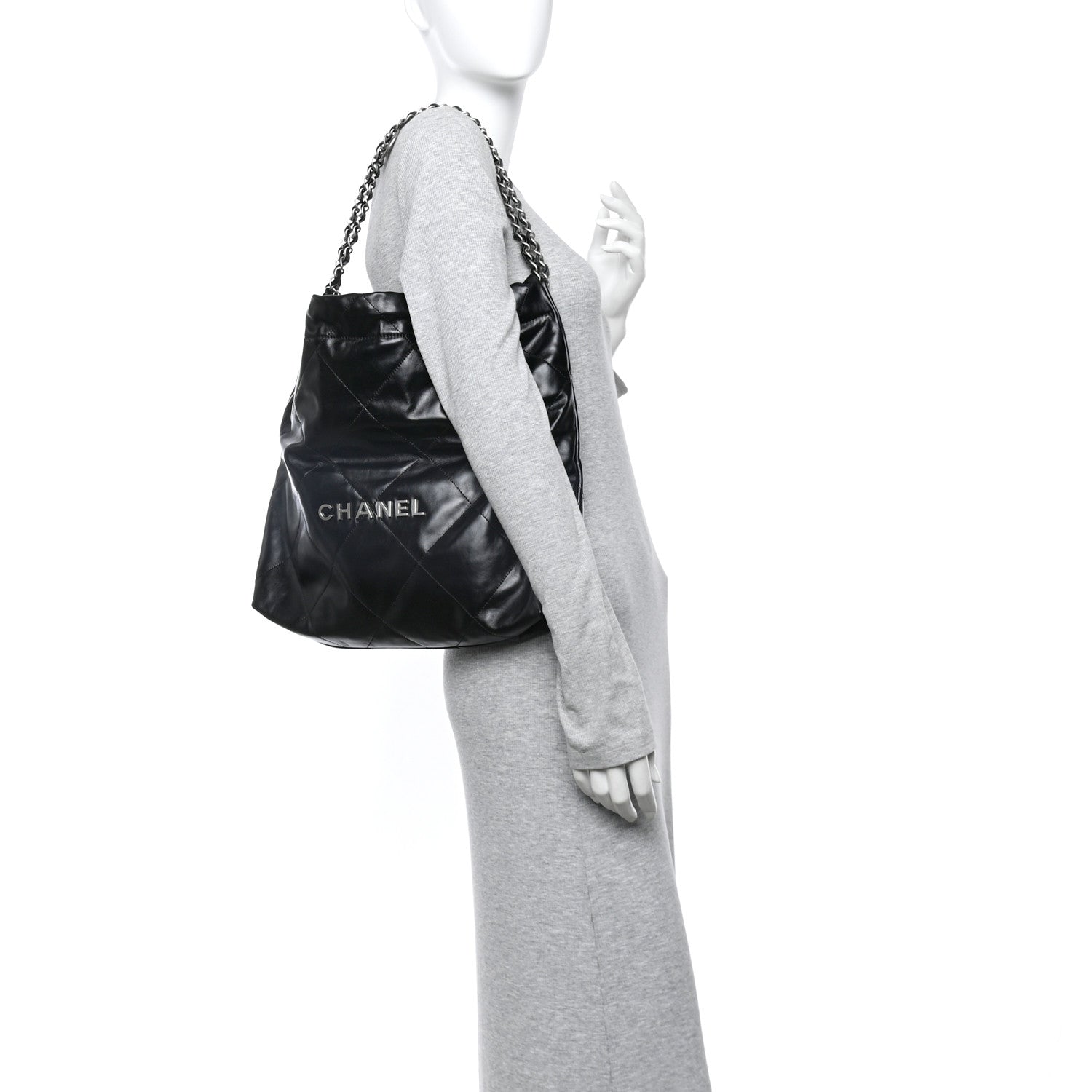 Chanel Shiny Calfskin Quilted Chanel 22 Black 2 of 12