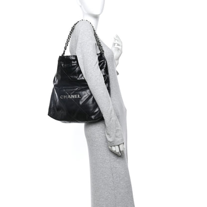 Chanel Shiny Calfskin Quilted Chanel 22 Black 2 of 12