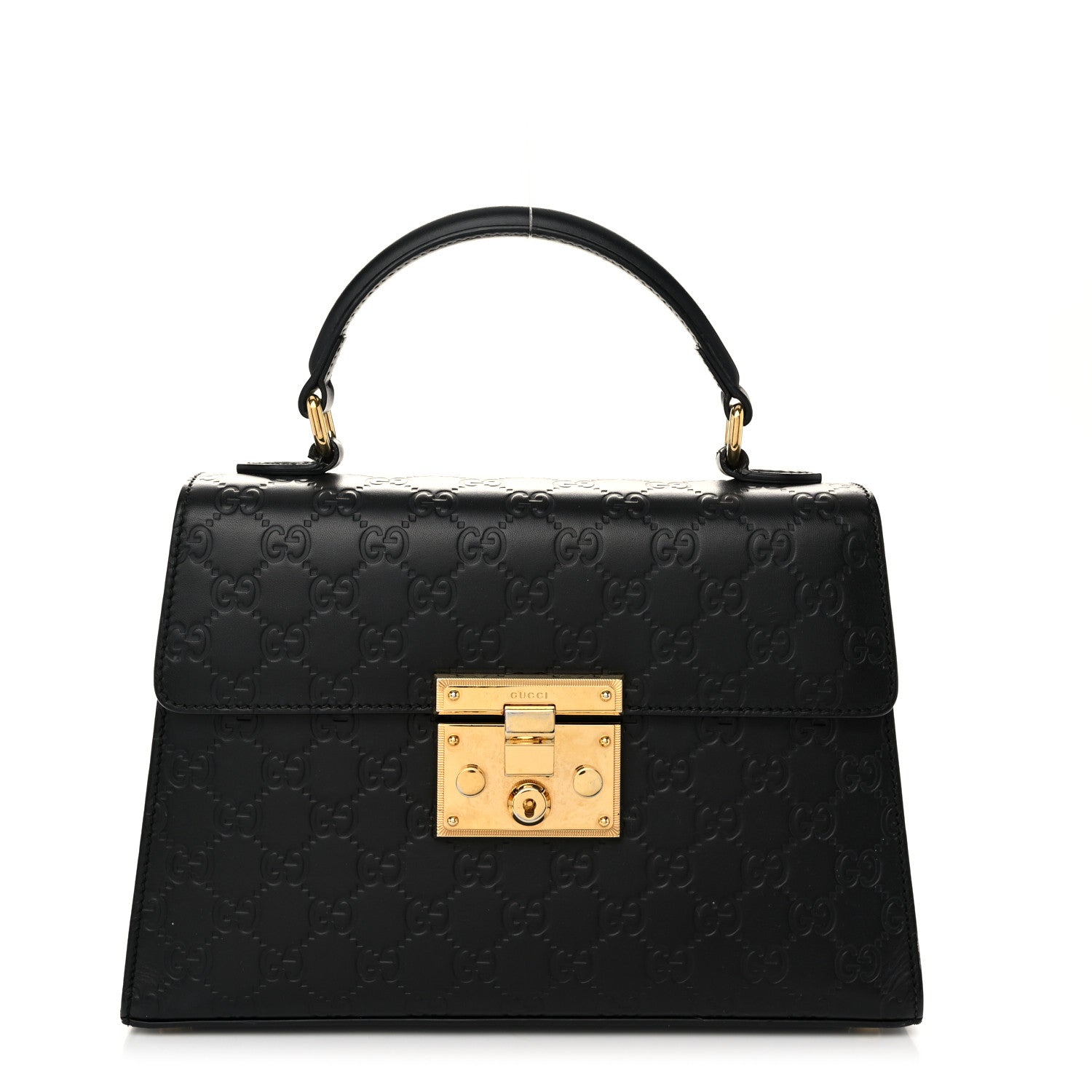 Gucci Guccissima Signature Small Padlock Top Handle Bag Black 1 of 12