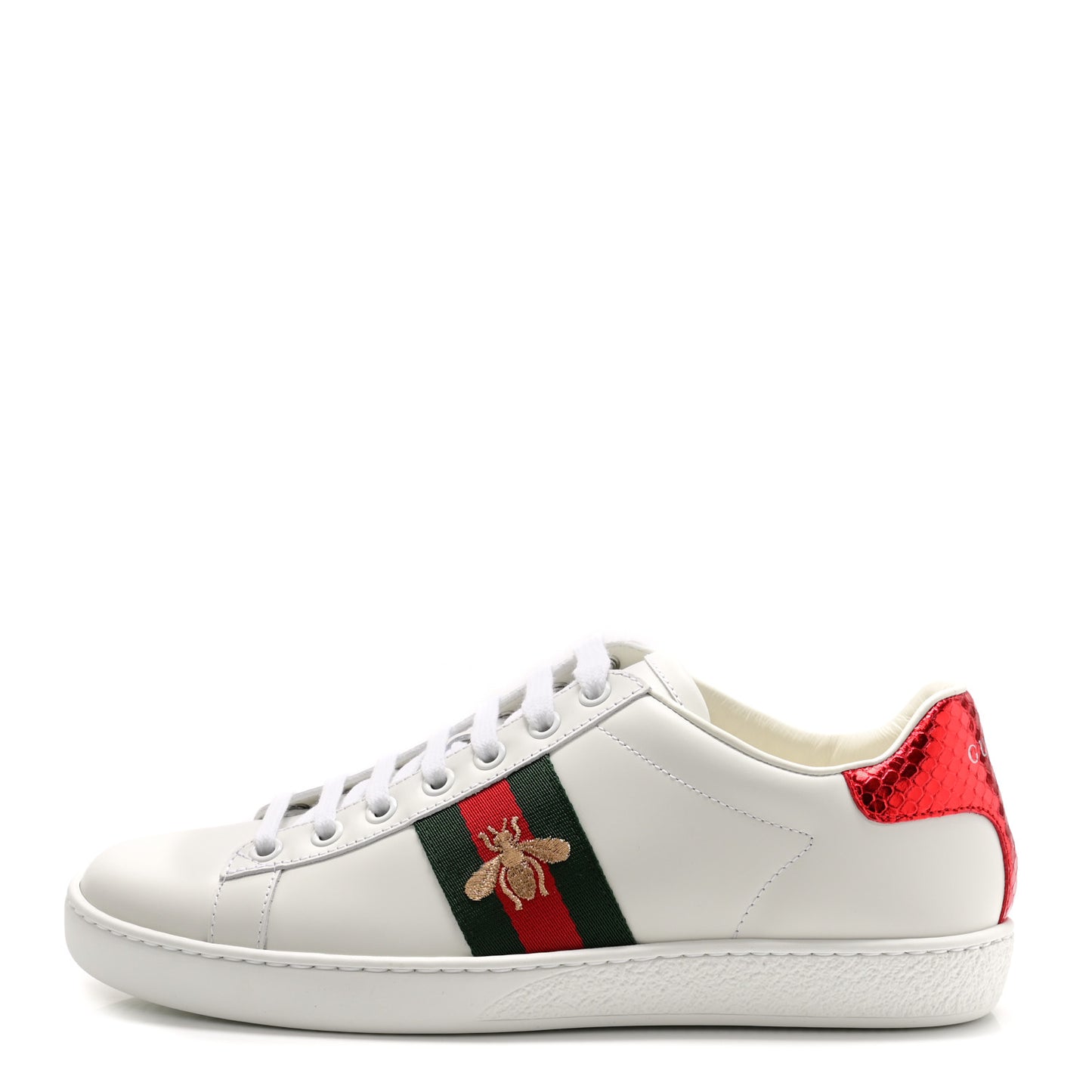 Calfskin Ayers Bee Embroidered Womens Ace Sneakers 36.5 White Green