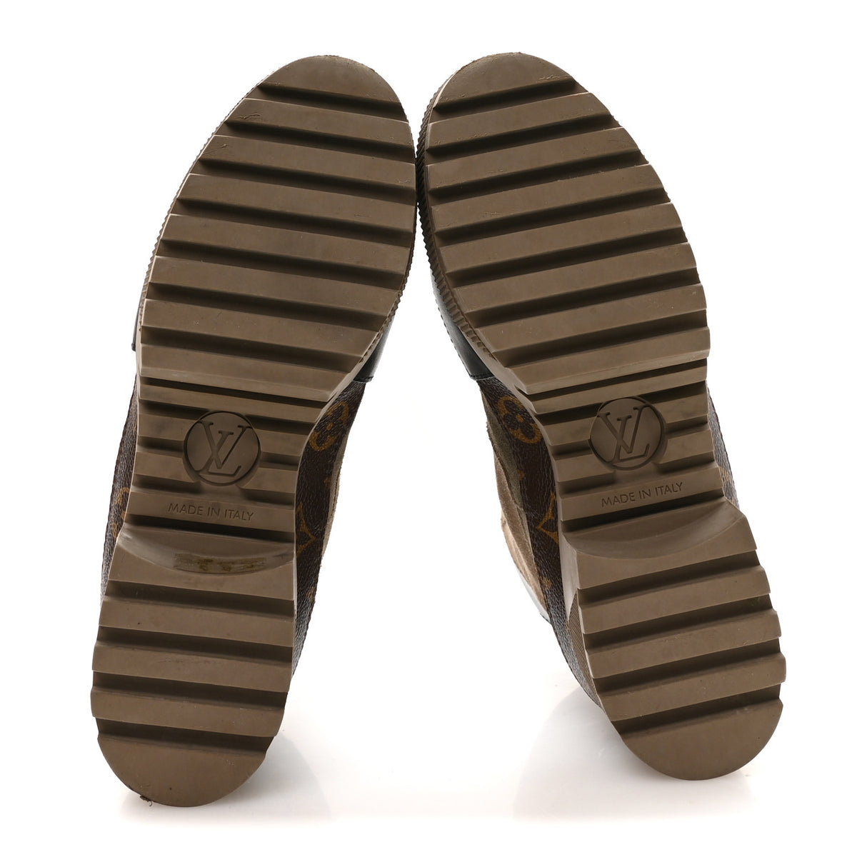 Suede Calfskin Monogram Laureate Platform Desert Boots 37 Taupe