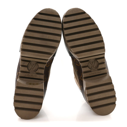 Louis Vuitton Suede Calfskin Monogram Laureate Platform Desert Boots 37 Taupe 6 of 9