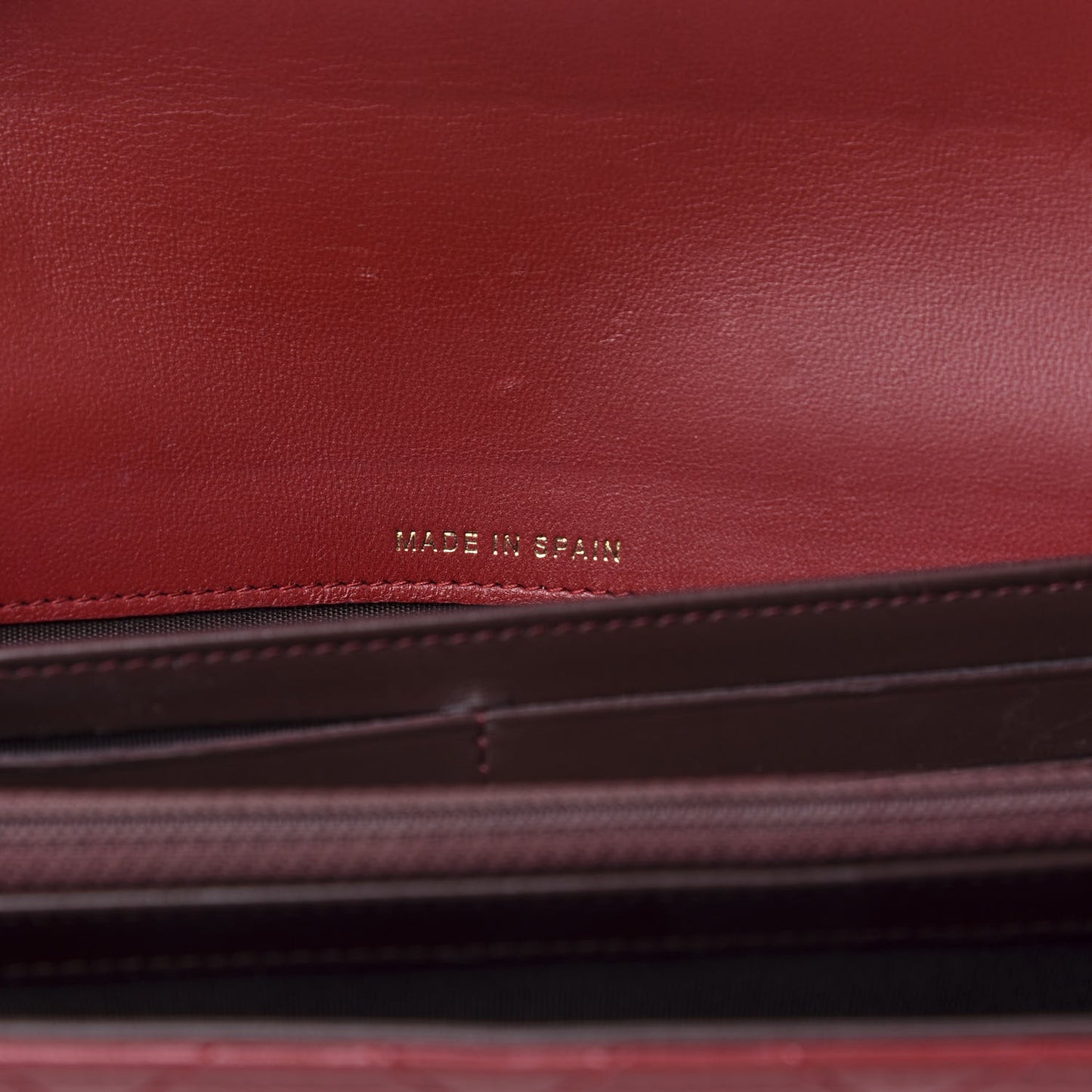 Lambskin Quilted Trendy CC Large Gusset Flap Wallet Dark Red