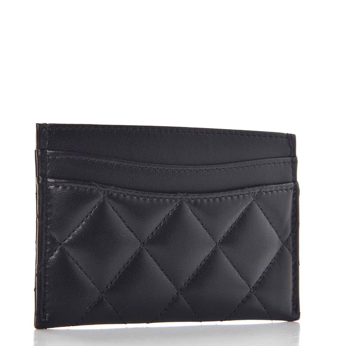 Lambskin Quilted Card Holder Black