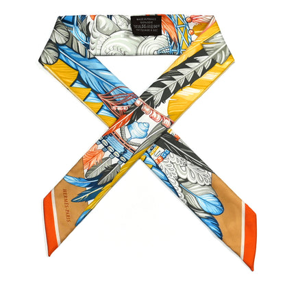 Hermes Silk La Danse Pacifique Twilly Jaune D'Or Kaki Orange 1 of 4