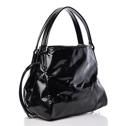 Burberry Patent Check Embossed Small Bilmore Tote Black 3 of 14