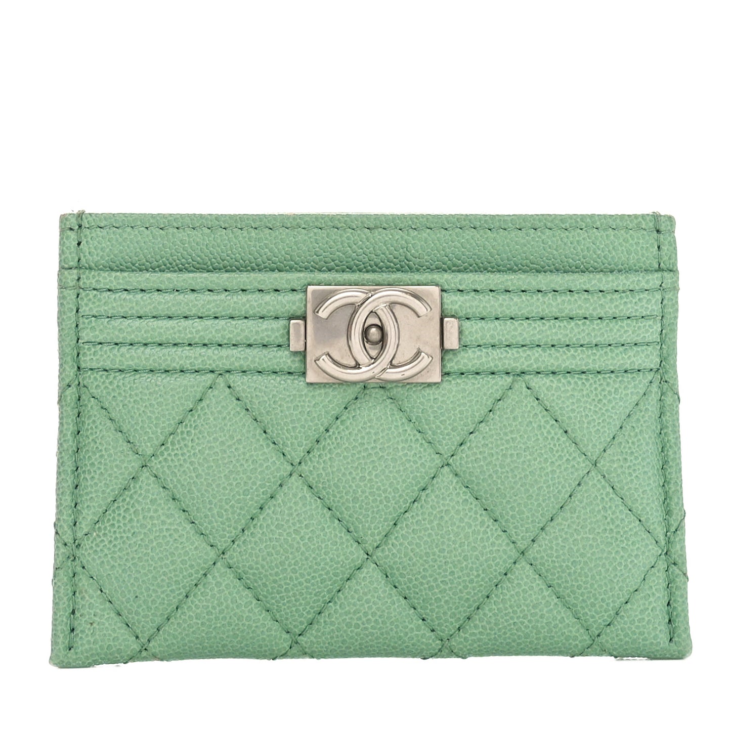 Caviar Quilted Boy Card Holder Light Green