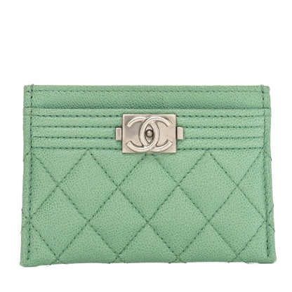 Chanel Caviar Quilted Boy Card Holder Light Green 1 of 10