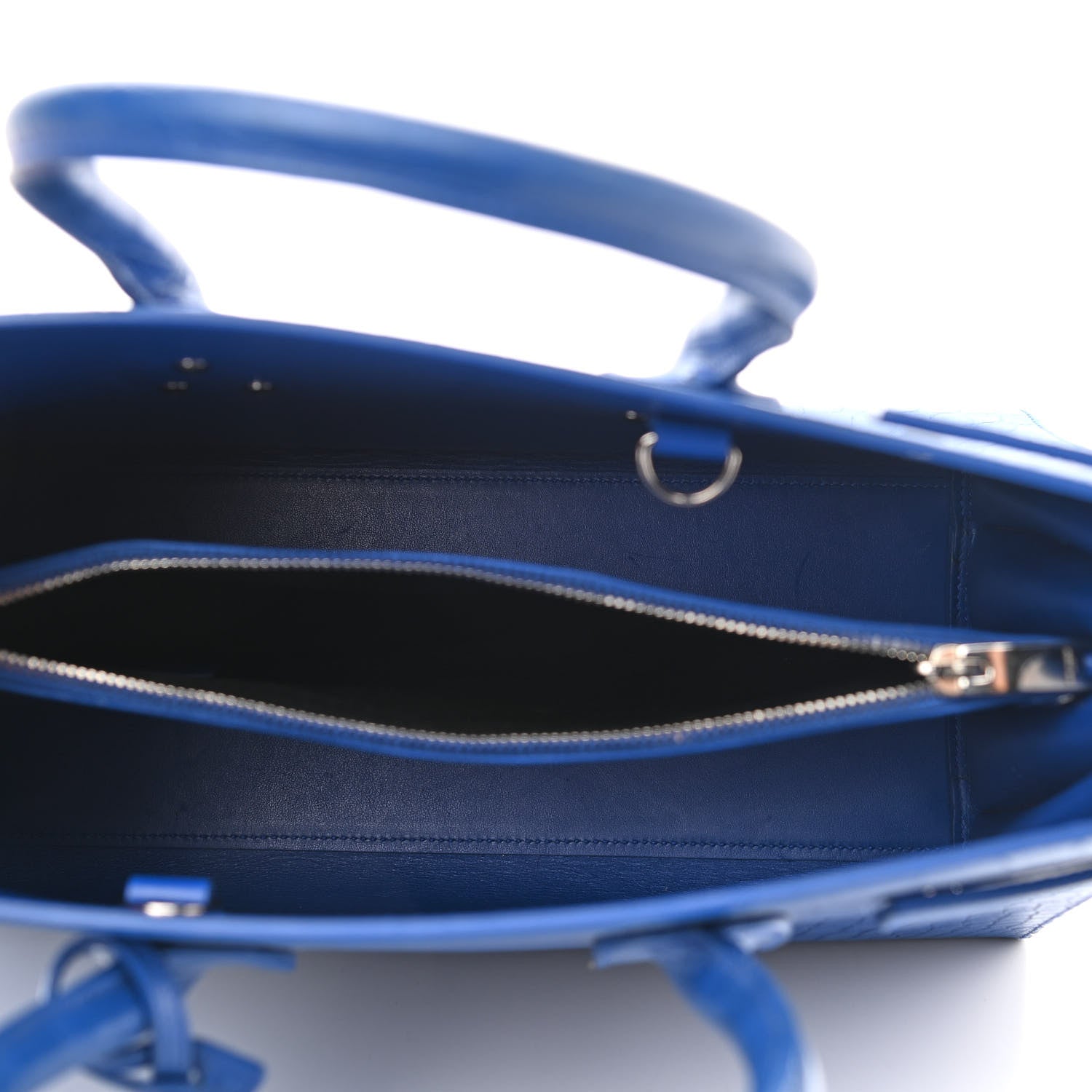 Saint Laurent Calfskin Crocodile Embossed Small Sac De Jour Royal Blue 7 of 12
