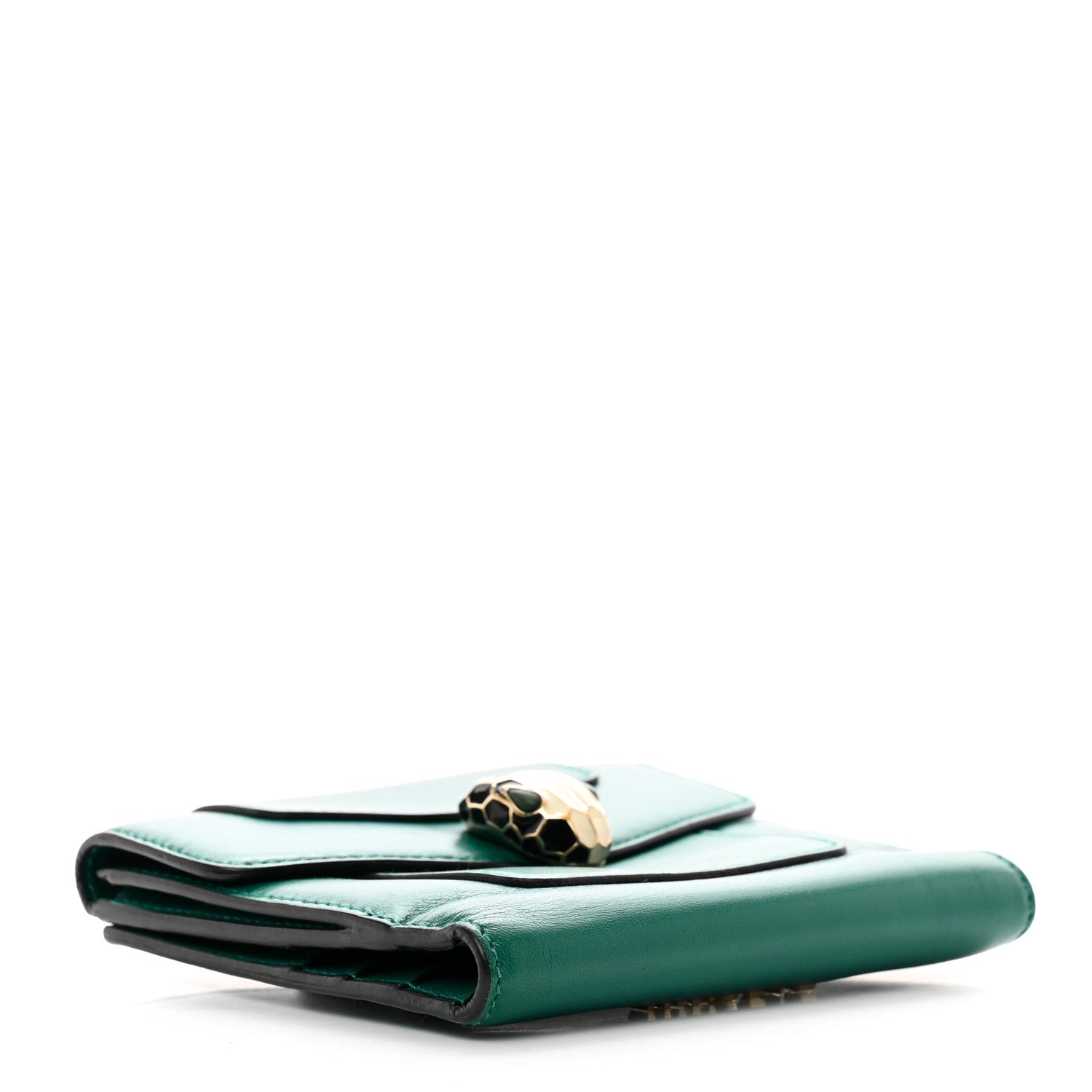 Bulgari Calfskin Serpenti Forever Wallet Emerald Green 4 of 9