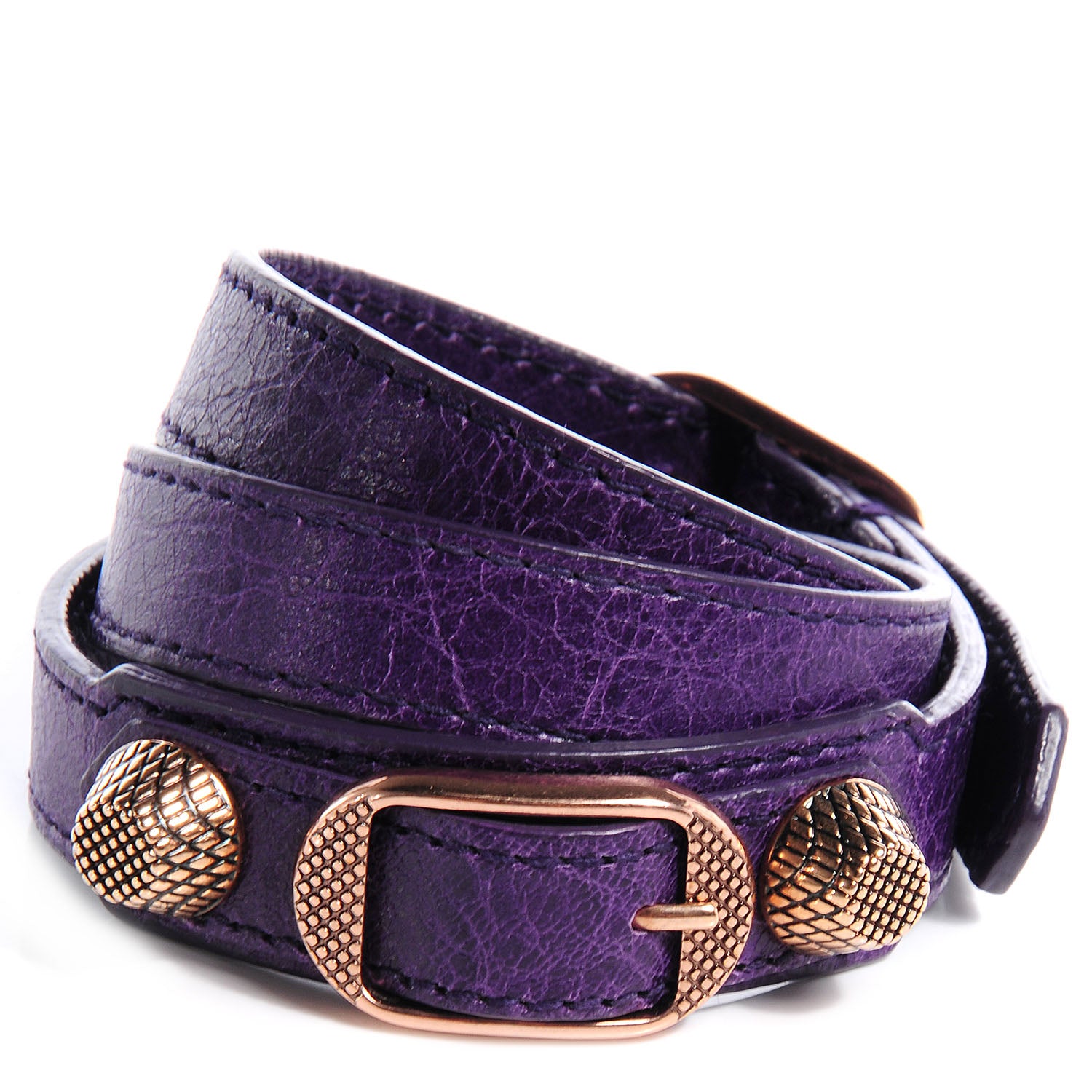 Balenciaga Agneau Giant 12 Rose Gold Hardware Triple Tour Bracelet M Violet 1 of 8