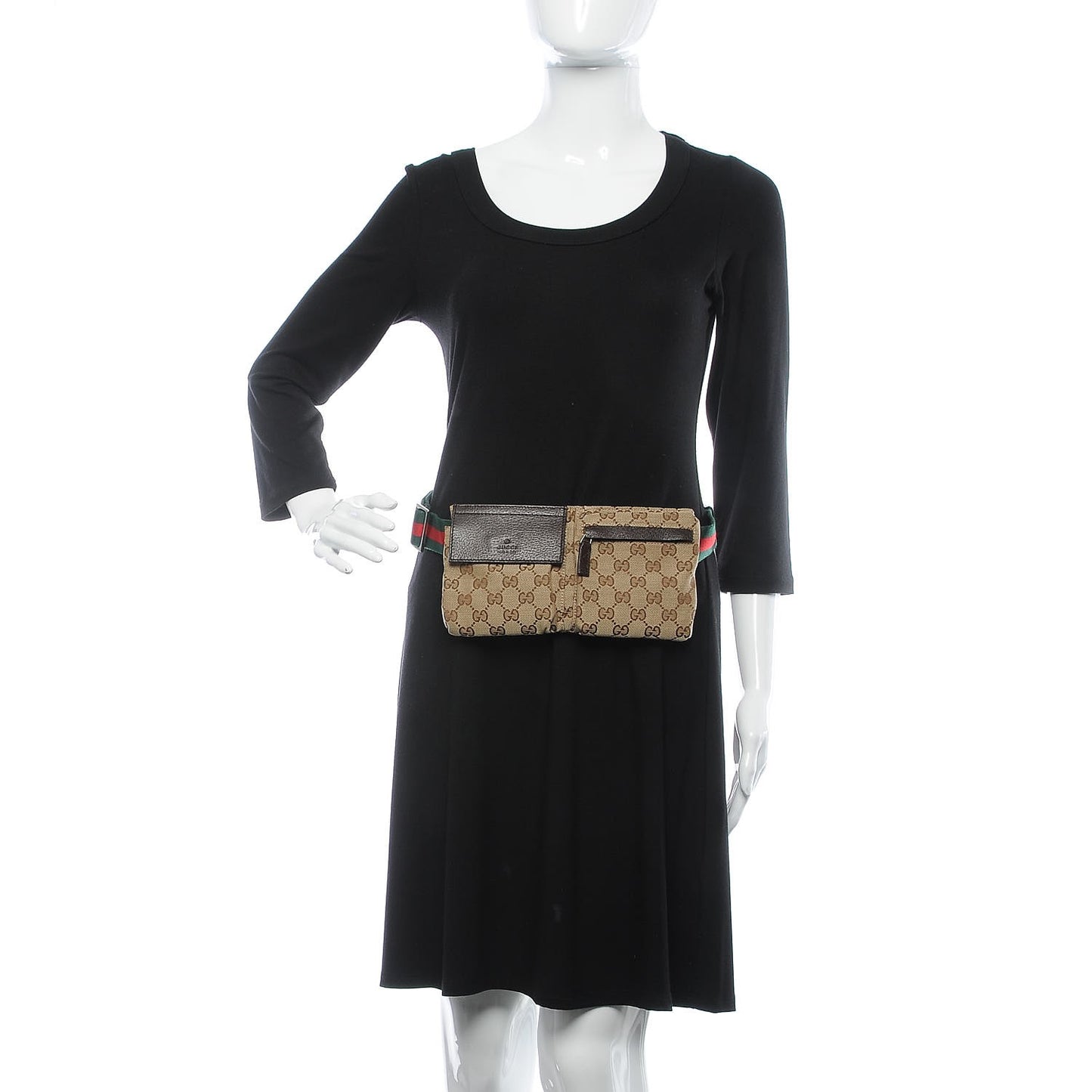Monogram Web Belt Bag Dark Brown