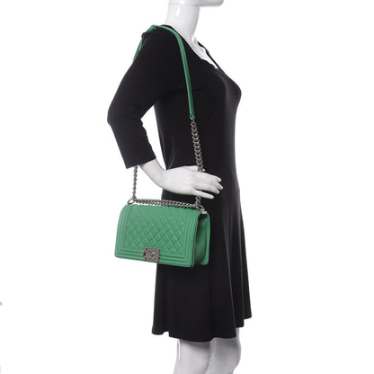 Chanel Caviar Quilted Medium Boy Flap Green 3 of 11