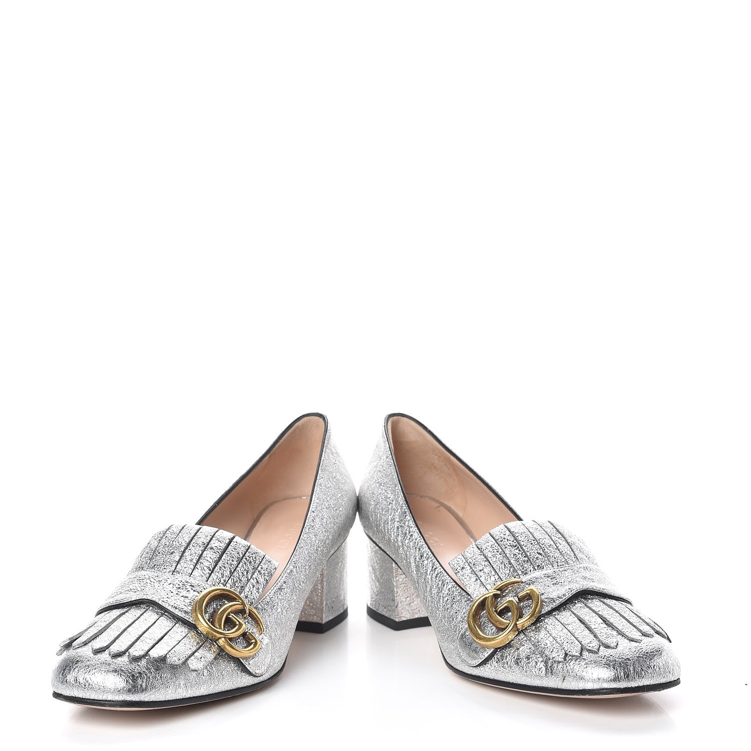 Gucci Galassia GG Marmont Fringe 50mm Loafer Pumps 37.5 Argento 4 of 11
