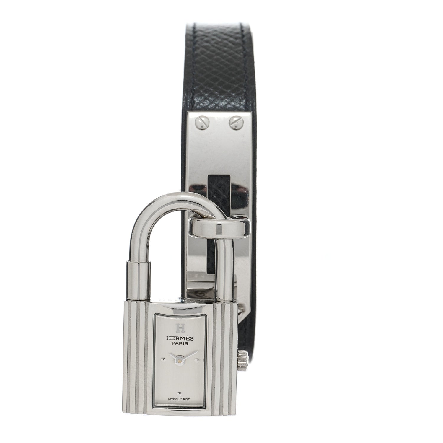 Hermes Stainless Steel Epsom 20mm Kelly Cadena Quartz Watch Noir 1 of 7