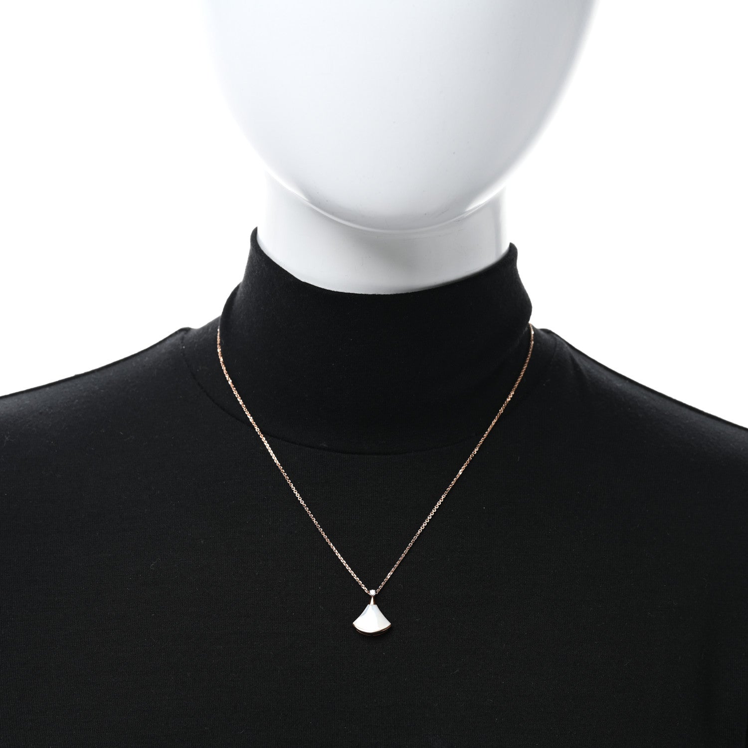 Bulgari 18K Rose Gold Diamond Mother of Pearl Small Divas' Dream Pendant Necklace 2 of 5