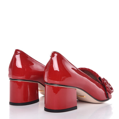 Gucci Vernice GG Marmont Fringe 50mm Loafer Pumps 35 Hibiscus Red 4 of 8