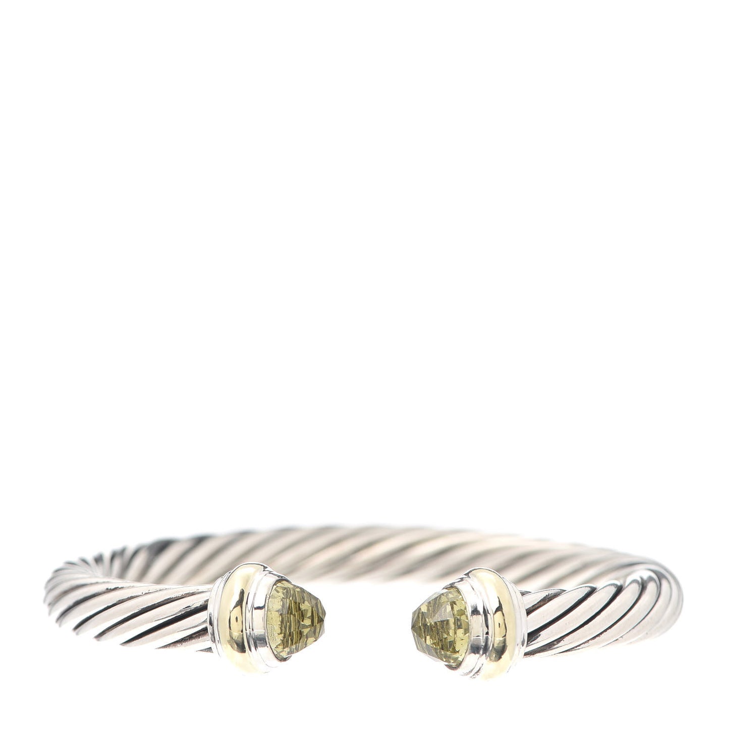 Sterling Silver 14K Yellow Gold Lemon Citrine 7mm Cable Classics Bracelet